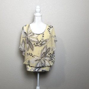 JM Collection Women's Banded Bottom Chiffon Top -S